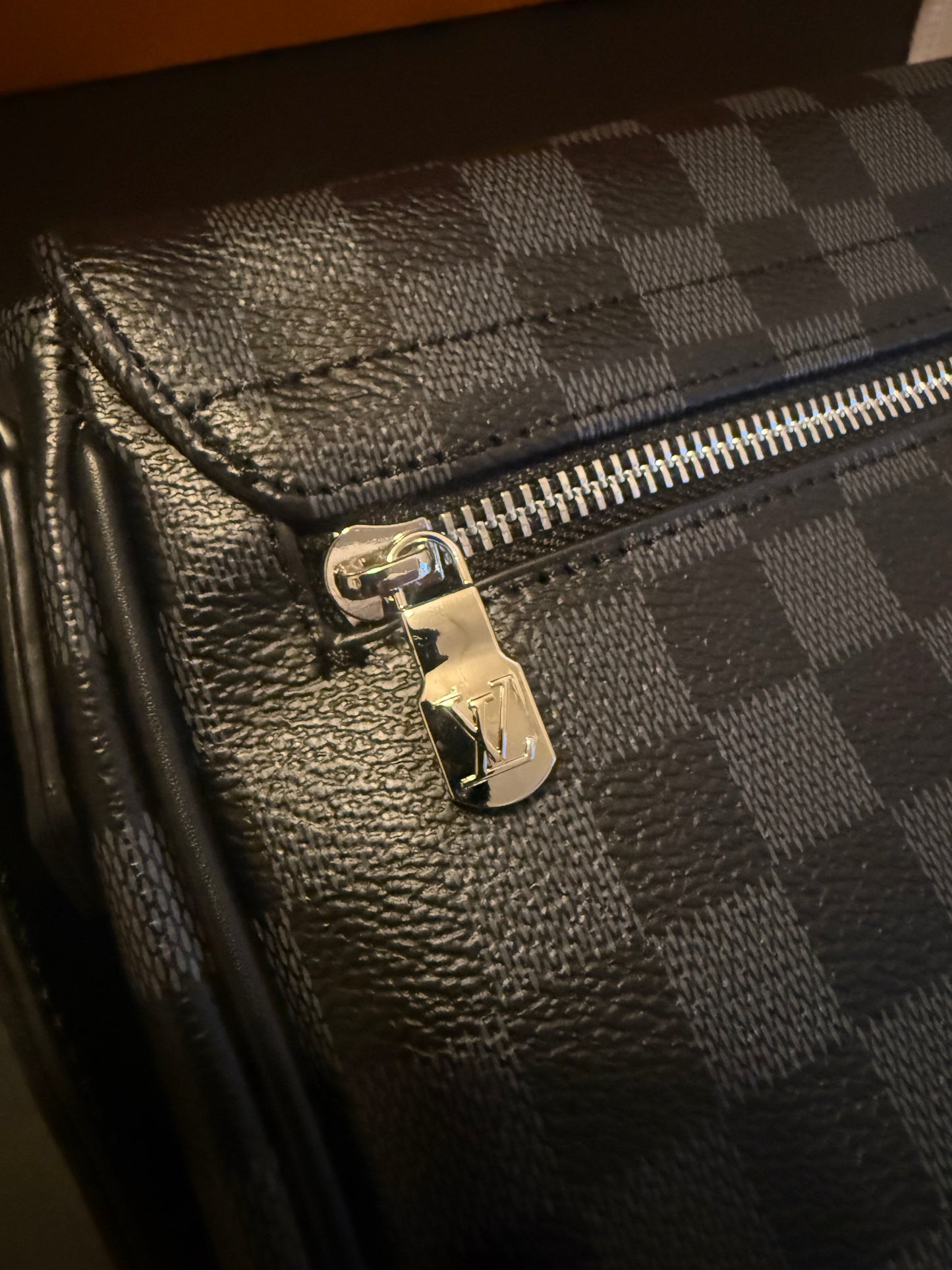 Checker Monogram Messenger Bag (Pre-Owned)