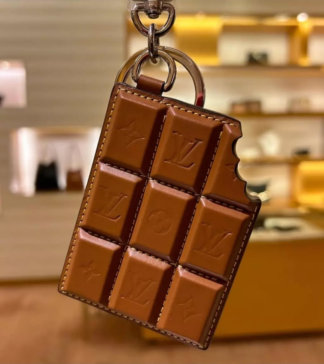 Monogram Chocolate Bar Bag Charm (Pre-Owned)